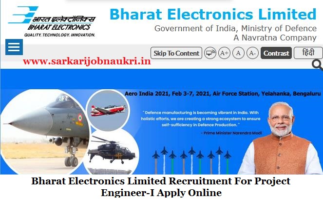 Bharat Electronics Limited Recruitment For Project Engineer-I Apply Online
