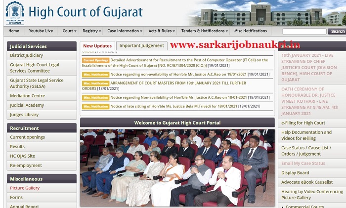 Gujarat High Court Recruitment 2021 For Computer Operator Posts Apply Online